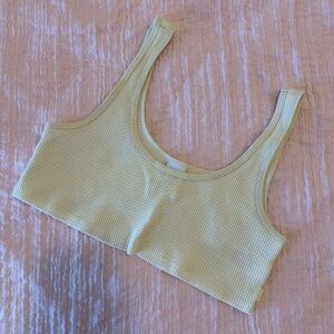 TNA Waffle Tank Crop Top Butter Yellow XS